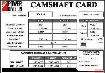 GSC Power-Division Billet camshaft set für Nissan VR38DETT GT-R