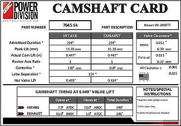 GSC Power-Division Billet camshaft set für Nissan VR38DETT GT-R